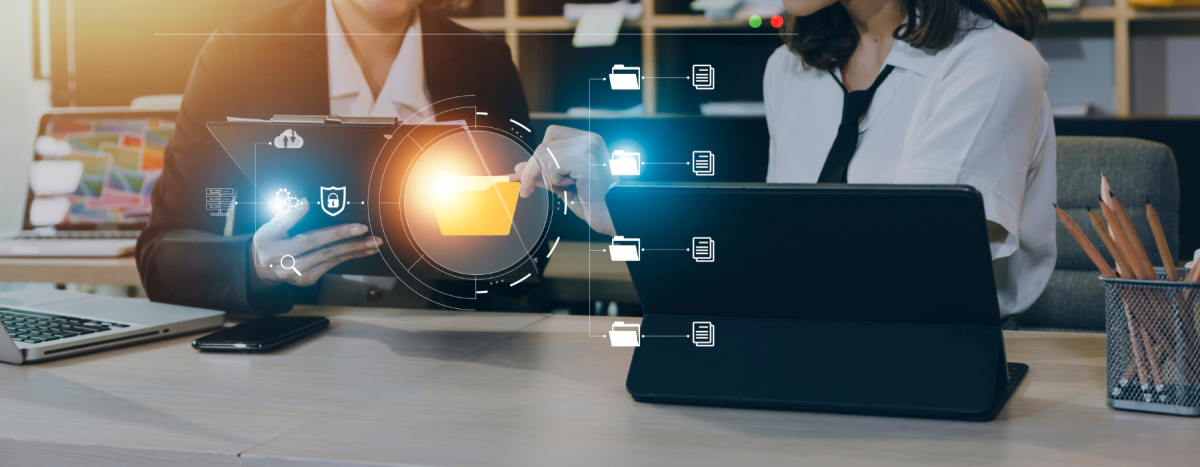 team working on digital documents