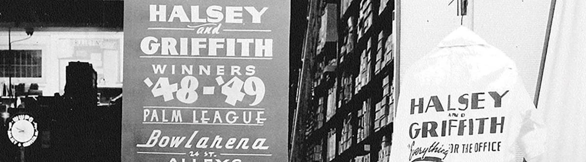 Old Black & White photo of Halsey & Griffith store interior